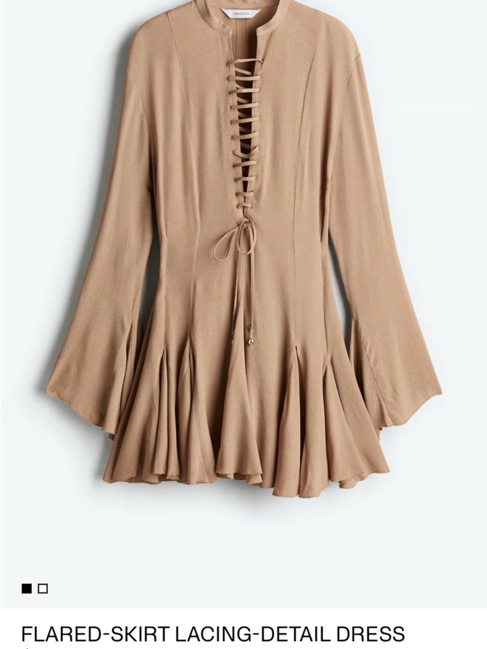 New with tags H&M Edition Lace-Up Lightweight Fringe Tunic in Dusty Taupe Dress